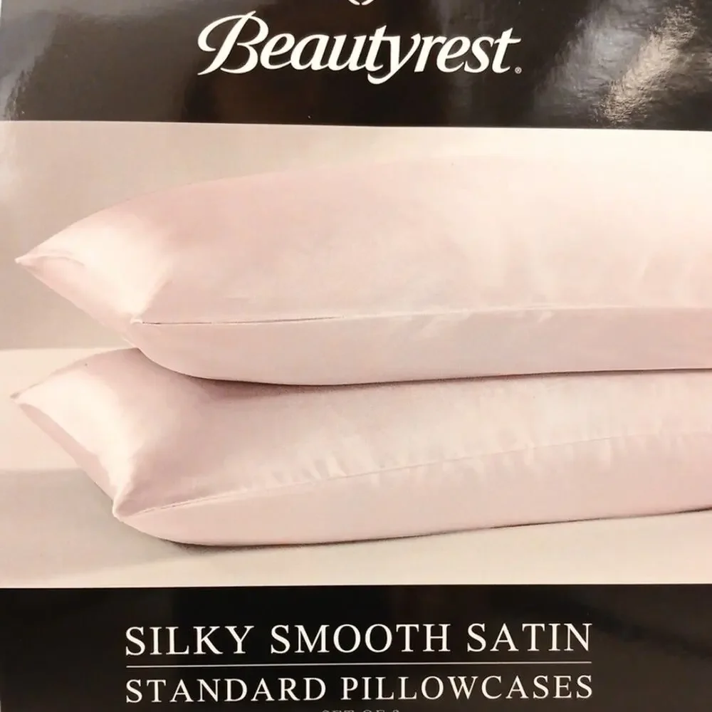 2 Pc Beautyrest STANDARD Satin Pillowcases Pastel MAUVE Silky Therapy Hair Skin